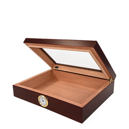 Отворен ANGELO Glass Top хюмидор със стъклен капак и хигрометър